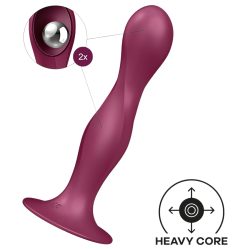   Satisfyer Double Ball-R - tapadókorongos súlyozott dildó (piros)