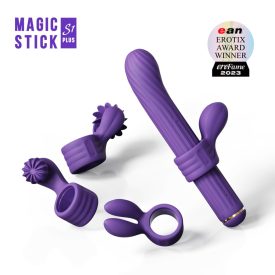 Magic Stick - vibrátor cseréléhető feltétekkel (lila)