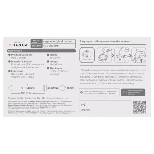 Sagami Original 0,02 L - óvszer - 58mm (12db)