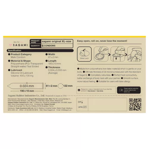 Sagami Original 0,02 XL - óvszer - 61mm (6db)