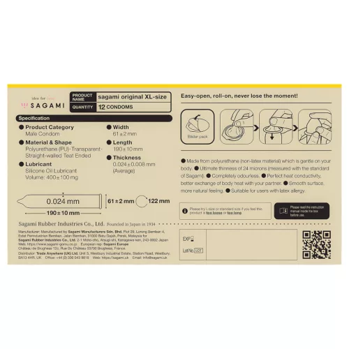 Sagami Original 0,02 XL - óvszer - 61mm (12db)