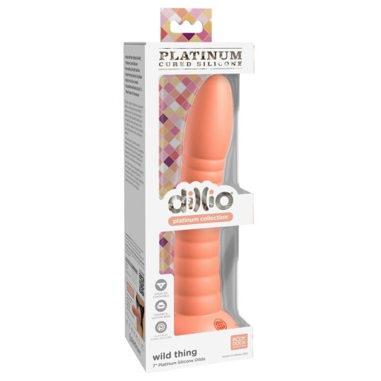 Dillio Wild Thing - tapadótalpas barázdált dildó (19cm) - narancs