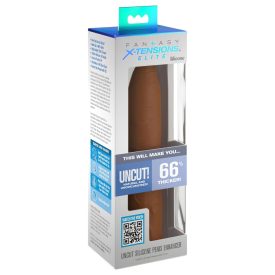   X-TENSION Elite - méretezhető nyitott péniszköpeny (sötét natúr)