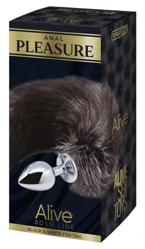 Alive Anal Pleasure - közepes anál plug rókafarokkal (ezüst)