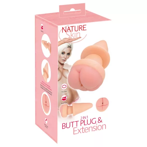 Nature Skin - anál plug és péniszköpeny (natúr)