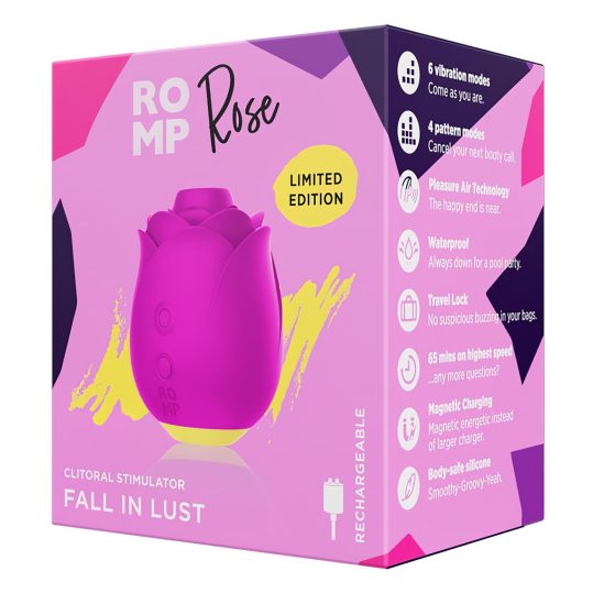 ROMP Rose - akkus, léghullámos rózsa vibrátor (pink)