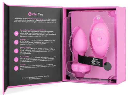 / b-vibe heart - akkus, rádiós anál vibrátor (pink)