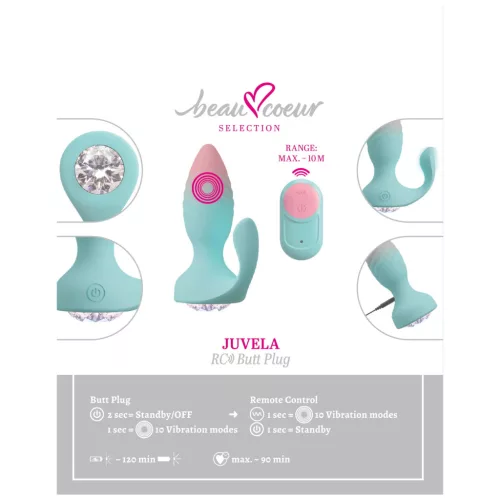 Beau Coeur Juvela - vibrációs anál plug (türkiz)