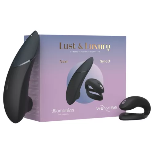 Womanizer Lust & Luxury - léghullámos csiklóizgató és párvibrátor szett (fekete)