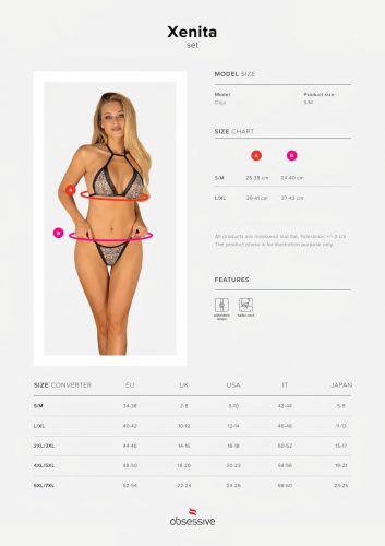 / Obsessive Xenita - átlátszó mintás melltartó szett (szürke)