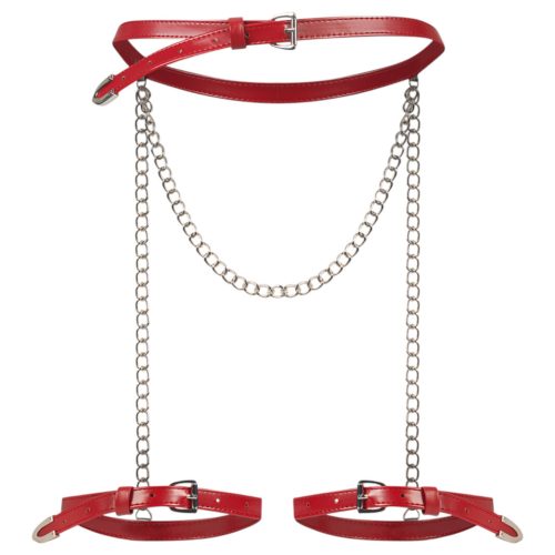 Obsessive Inferro - bőr hatású láncos combhám (piros)