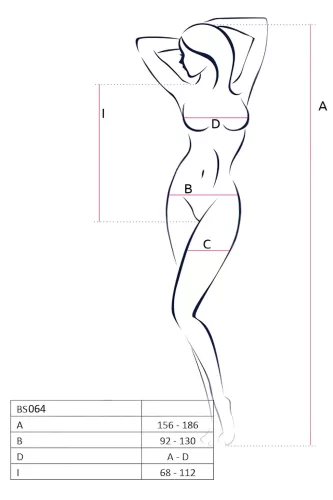 Passion BS064 - nyitott necc body (fekete) - S-L