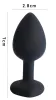 Sunfo - szilikon anál plug szíves piros kővel (fekete)