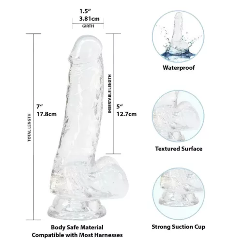 Addiction Crystal - tapadókorongos dildó (átlátszó) - 18cm
