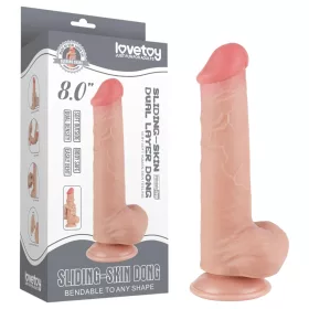   Lovetoy Sliding-Skin - herés kétrétegű dildó - 20,8cm (natúr)