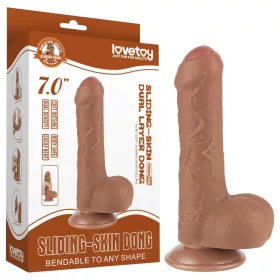   Lovetoy Sliding-Skin - herés kétrétegű dildó - 18,3cm (natúr)