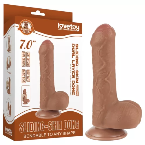 Lovetoy Sliding-Skin - herés kétrétegű dildó - 18,3cm (natúr)