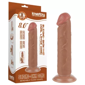   Lovetoy Sliding-Skin - tapadókorongos kétrétegű dildó - 20cm (natúr)