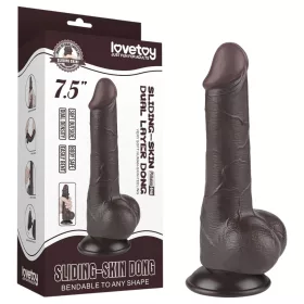   Lovetoy Sliding-Skin - herés kétrétegű dildó - 19,5cm (barna)