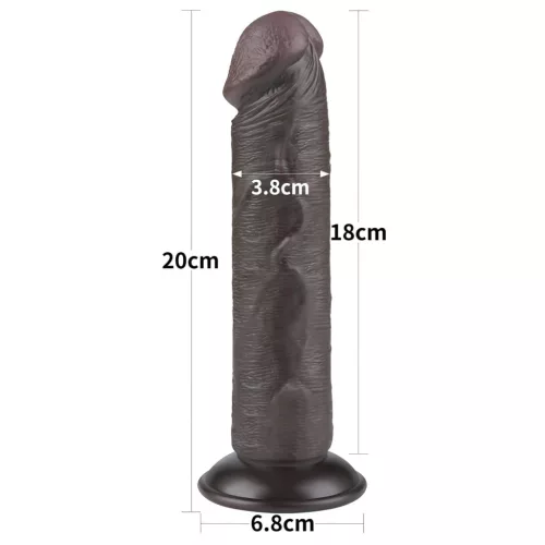Lovetoy Sliding-Skin - tapadókorongos kétrétegű dildó - 20cm (barna)
