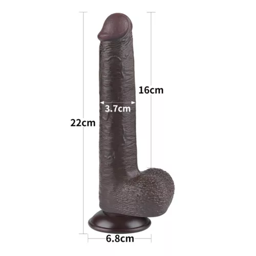 Lovetoy Sliding-Skin - tapadókorongos kétrétegű dildó - 20,8cm (barna)