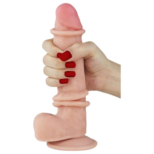 Lovetoy Sliding-Skin - kétrétegű dildó - 21cm (natúr)