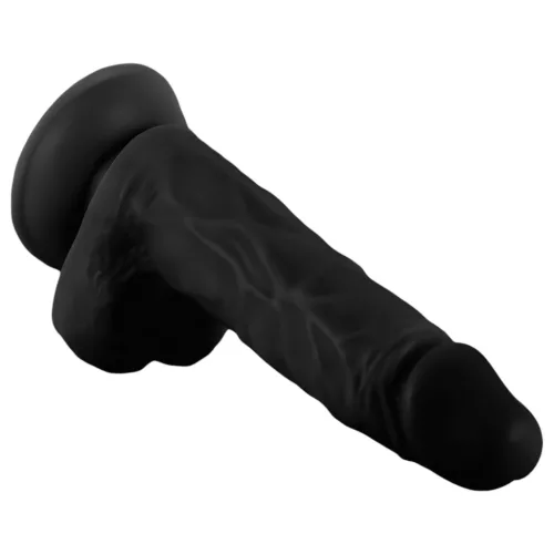 Mr. Rude - tapadókorongos, herés élethű dildó - 19cm (fekete)