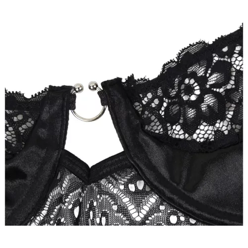 / Subblime - mintás body szatén övvel (fekete)