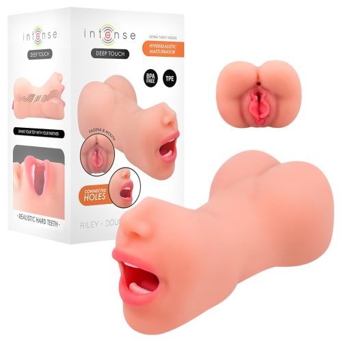 Intense Deep Touch Riley - élethű száj és punci maszturbátor (natúr)