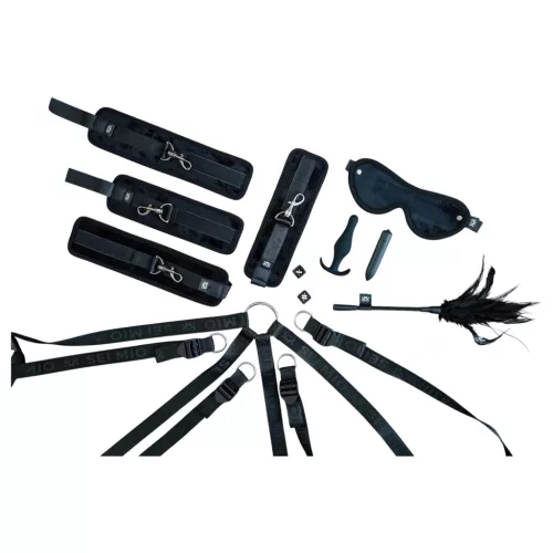 Sei Mio - ágyhoz rögzíthető bondage kötöző szett (fekete)