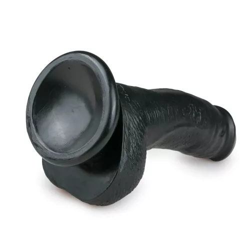 Easytoys - tapadókorongos, herés dildó (15cm) - fekete