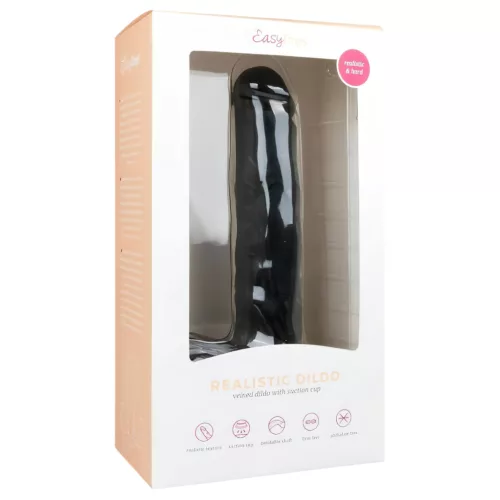 Easytoys - tapadókorongos, herés nagy dildó (26,5cm) - fekete