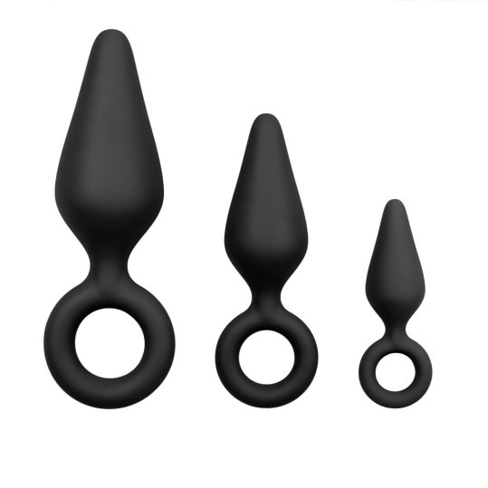 Easytoys - gyűrűs anál plug szett - 3db (fekete)