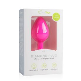   Easytoys Diamond - fehér köves anál plug (közepes) - pink