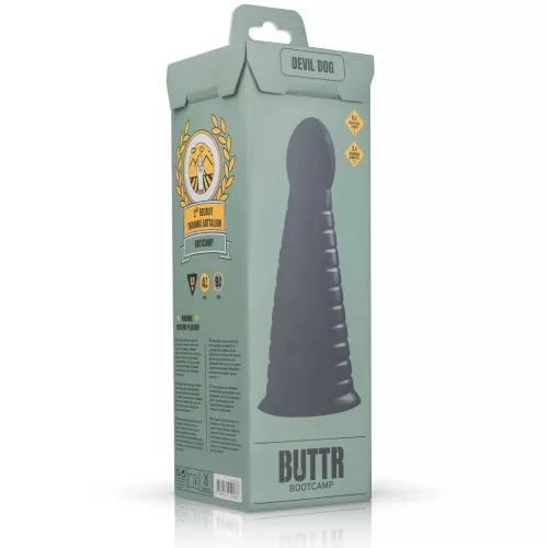 BUTTR Devil Dog - tapadókorongos dildó (fekete)