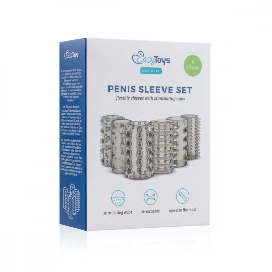 Easytoys Penis Sleeve - péniszmandzsatta szett - füst (6db)