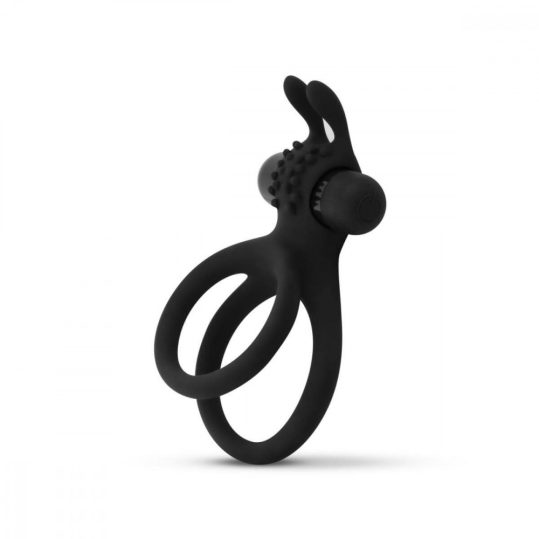 Easytoys Share Ring - vibrációs pénisz- és heregyűrű (fekete)
