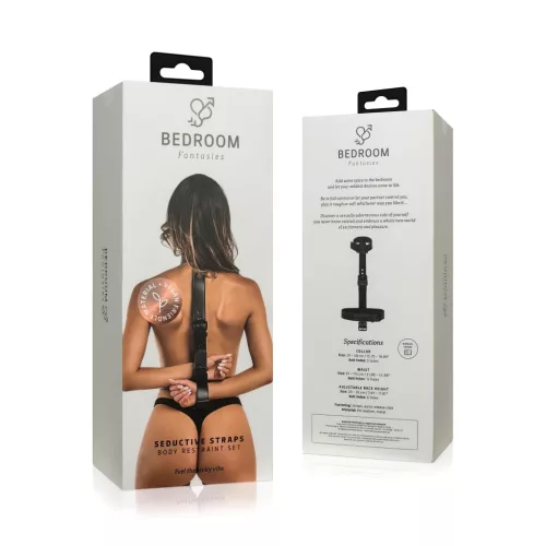 Bedroom Fantasies - BDSM kötöző nyakörvvel és béklyókkal (fekete)