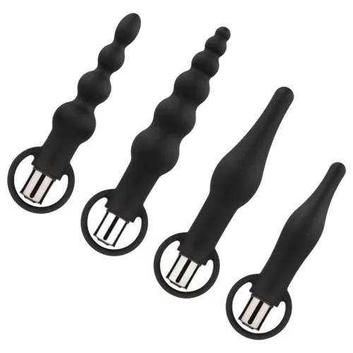EasyToys - akkus anál vibrátor szett - 4 részes (fekete)