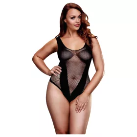 BACI Plus Size - rafinált, necc body (fekete, XL-XXL)