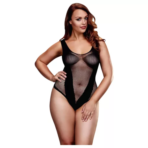 BACI Plus Size - rafinált, necc body (fekete, XL-XXL)
