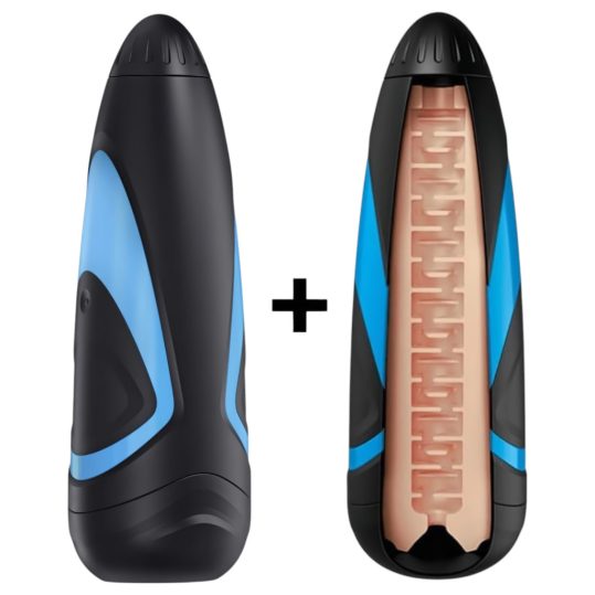 Satisfyer Men One maszturbátor és Lusty Tongues betét (kék-fekete)