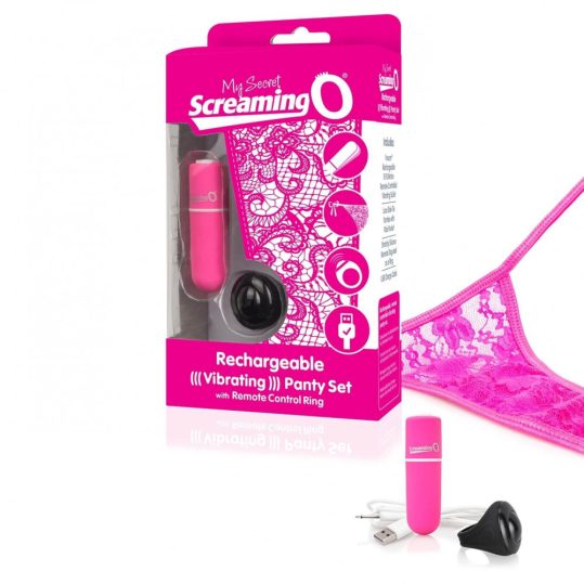 Screaming O Panty Set - akkus, rádiós vibrációs tanga (pink) S-L