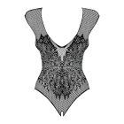 Obsessive B112 - angyal szárnyas, necc nyitott body (fekete)