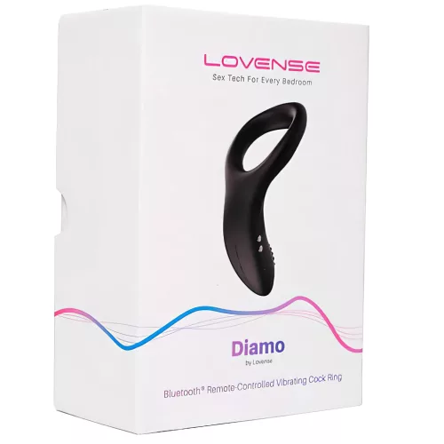 Lovense Diamo – App-vezérelt vibrációs péniszgyűrű, férfiaknak (fekete)