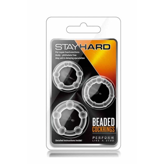 Stay Hard Beaded Cockrings Clear