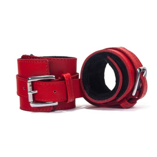 Hand Cuffs Grain Leather Red/Black