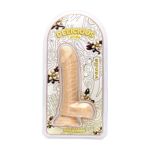 Delicious Dildó Aromás, Realisztikus, Tapadókorongos 18 cm vanília