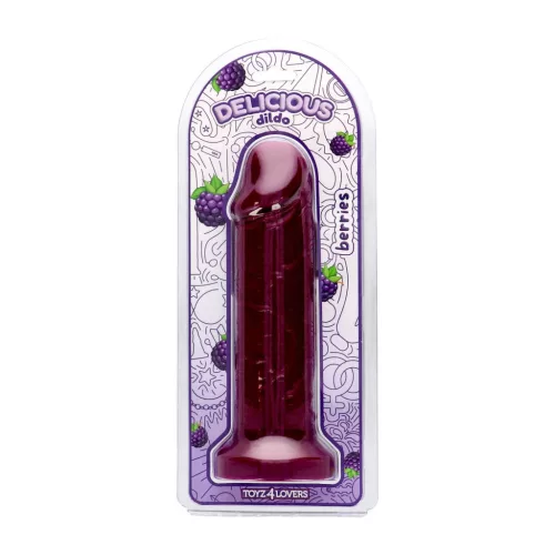 Dildo Aromás fekete szeder illattal Stabil kismedencei tapadókorong 25 cm fekete