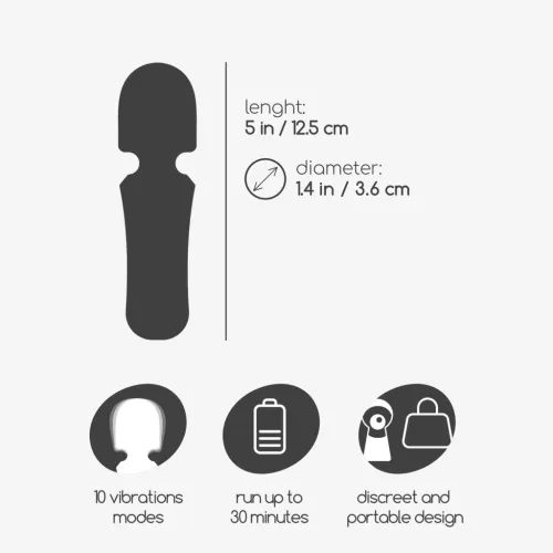 Crushious Wand masszírozó 10 rezgésfokozat USB-töltés 12,5 cm terrakotta
